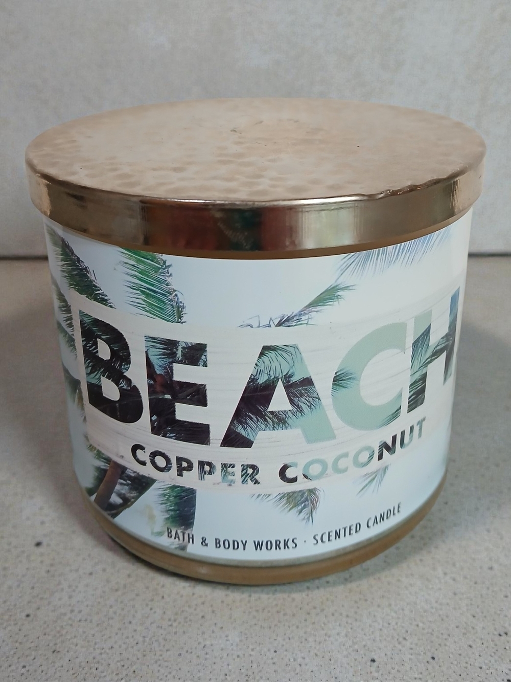Bath & Body Works Copper Coconut Beach Scented Candle - Gold Lid